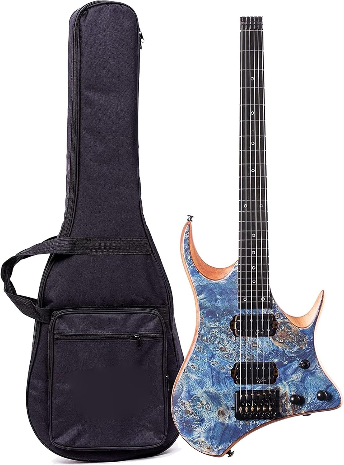 VENEKA Headless Electric Guitar Headless 6 Strings Electric Guitar Mahogany Body Rosewood Fretboard with Guitar Bag (Color : 02)