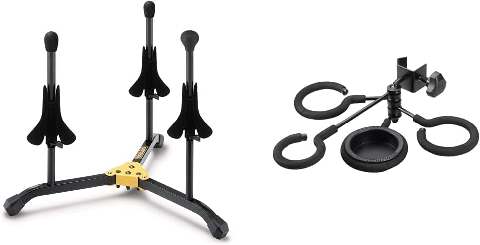 Hercules DS513BB Trumpet Cornet Flugelhorn Stand, Black & HA100 Mute Holder for 4 Mutes