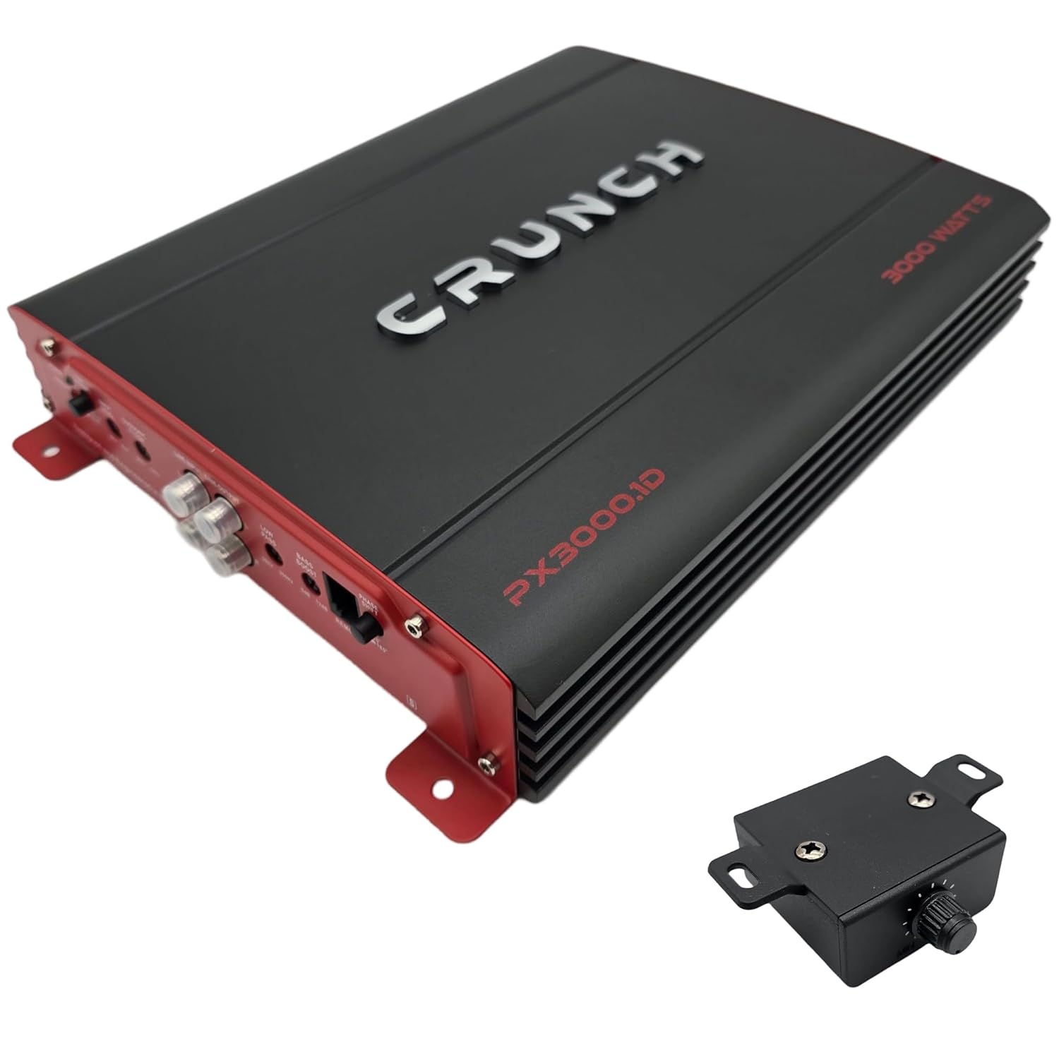 Crunch PX-3000.1D 3000W Monoblock Class-D Car Amplifier, 1-Ohm Stable, Variable Low-Pass, 45Hz Bass Boost, Subsonic Filter, Bass Remote Included