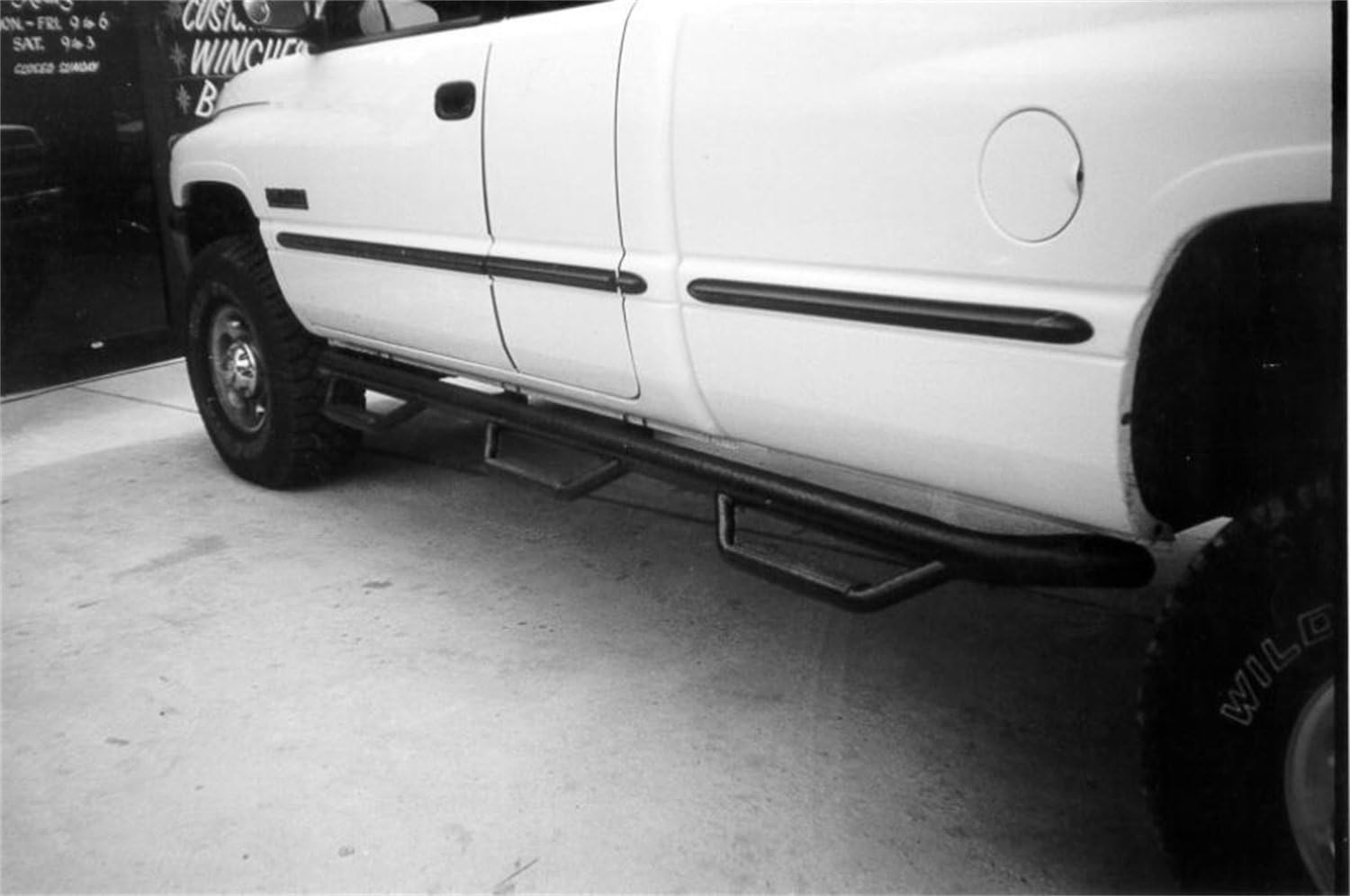 N-Fab Nerf Steps | Gloss Black, Wheel-to-Wheel w/ Bed Access | D97100QC-6 | Fits 1994-2001 Dodge RAM 1500 / 2500 / 3500 Quad Cab 4 Door 8' Long Bed, SRW / DRW Gas / Diesel
