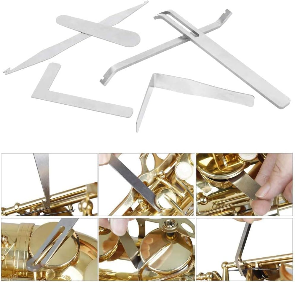Jiayouy 26PCS Sax Repair Tool Kit include LED Leak Light & Spring Hook & Key Indentation Clip & Leveling Pad & Spring Pliers Repair Maintenance Tool for Saxophone, Clarinet, Flute, Woodwind