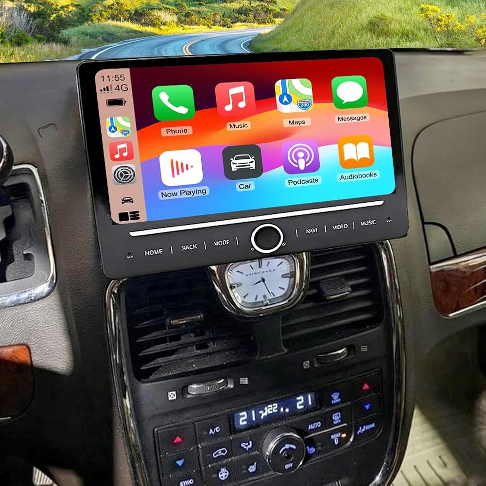 Car Stereo Radio Compatible for Chrysler Town Country 2008-2016 with Carplay Android Auto GPS Navigation 10in Touchscreen Car Radio Player with Bluetooth WiFi Mirror Link Split Screen + Backup Camera