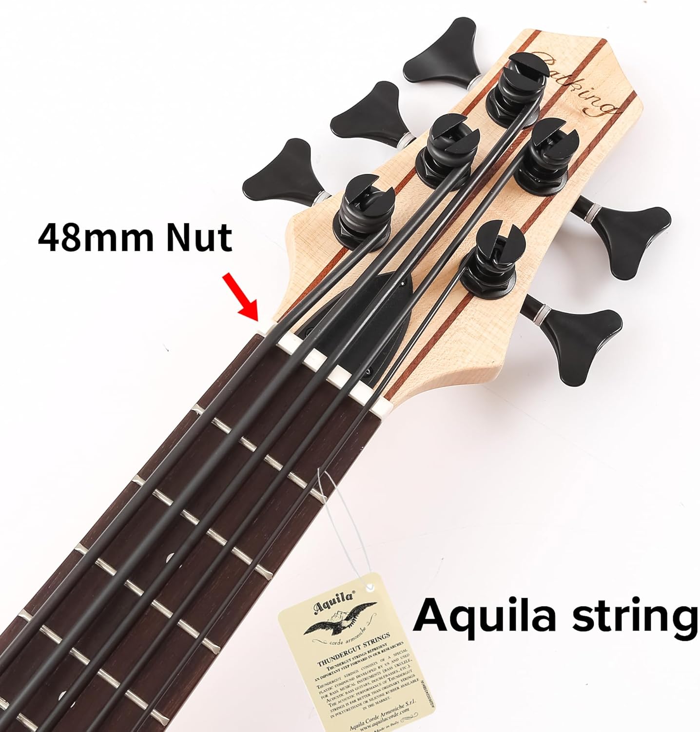 Batking Electric Ukulele Bass, 5 String UBass Fretted, Through Neck Electric Uku bass with Gig bag (Natural Color)