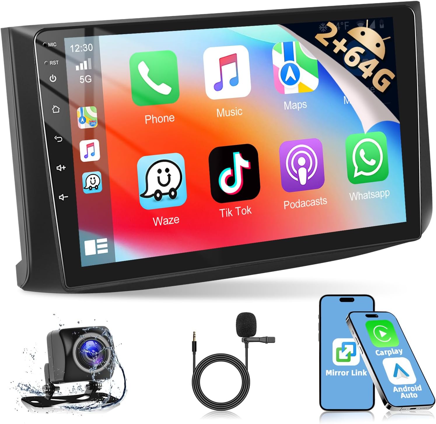 Podofo Car Stereo Radio for Chevrolet Aveo 2006 2007 2008 2009 2010 2011 2012 Apple CarPlay Android Auto 9