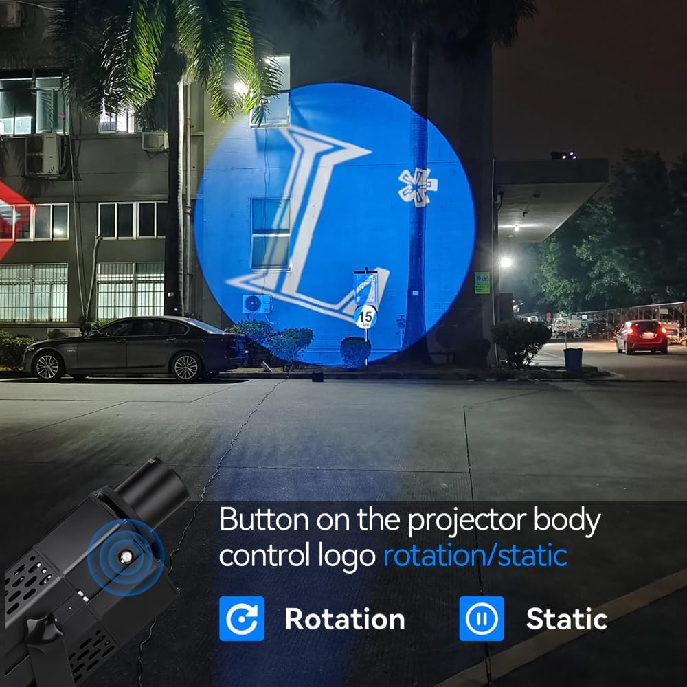 240W LED Logo GOBO Projector Ip67 Waterproof DJ Effect Light Including Free Custom Glass GOBO to Project Image for Business Hotel Company Store Wedding Advertising Indoor and Outdoor Use