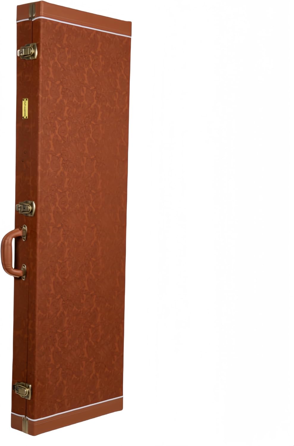 Crossrock Relief Series Bass Guitar Case for Fender Precision & Jazz | Carved Red Wood Finish, Ivory Plush Interior, Lock – Premium Wooden Hardshell