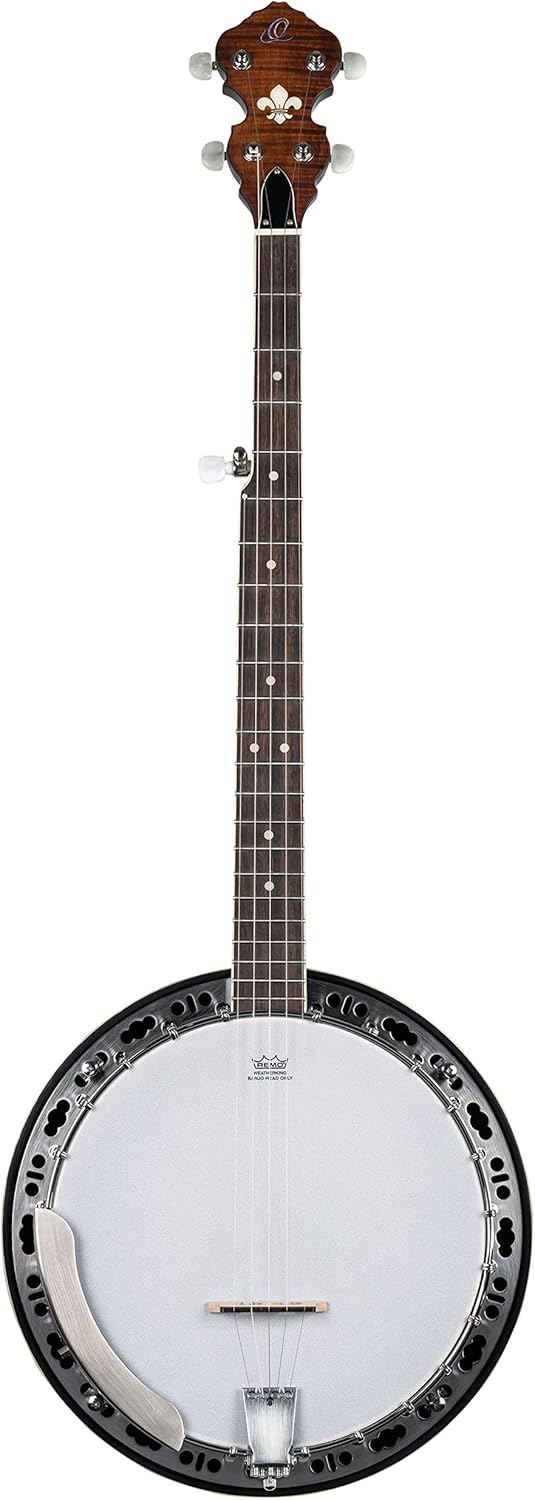 Ortega Guitars Americana Series 5-String Flamed Mahogany Resonator Banjo, Right, Whiskey Burst (OBJ300-WB)