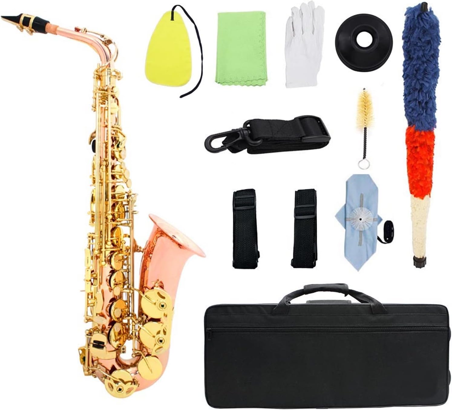 TSTS Dual-Color EB Alto Saxophone Woodwind Instrument Brass Sax Full Kit