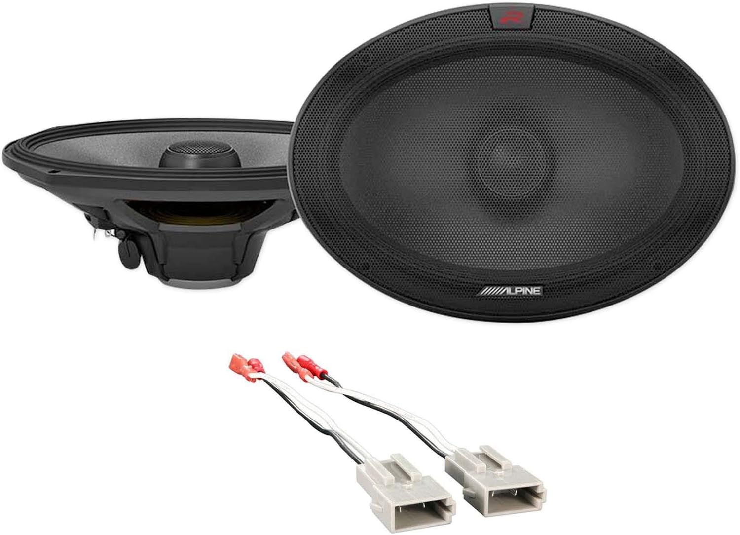 Alpine Pair R-S69.2 300 Watt 6x9 Car Audio Coaxial 2-Way Speakers Bundle with METRA 72-5512 Speaker Wire Harness Connector Compatible with 1987-Up Ford (2 Item)