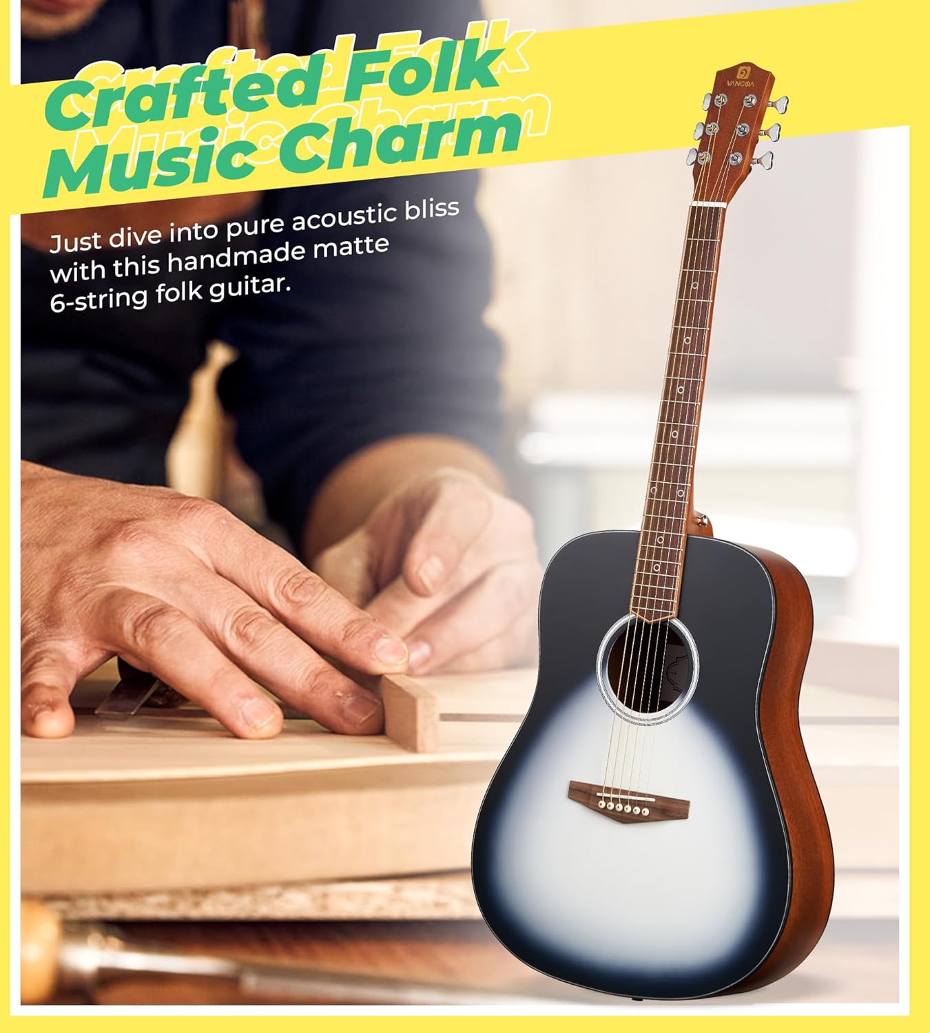 Vangoa 5-String Banjo & 41 In Dreadnought Acoustic Guitar Music Bundle – High-Quality Complete Starter Instruments Bundle for Beginners Teens, Adults & Seniors