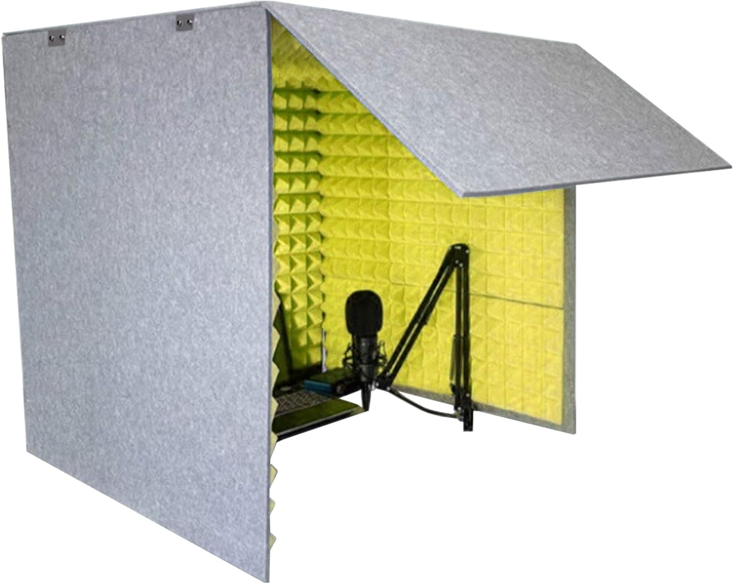 LIGUOYI Desktop Soundproof Booth Portable Vocal Booth Noise Absorbing/Barrier Foam Panels, Foldable Noise Absorbing Panel Desktop Recording Acoustical Treatments Für Tonaufnahmen, Podcasts(Yellow)