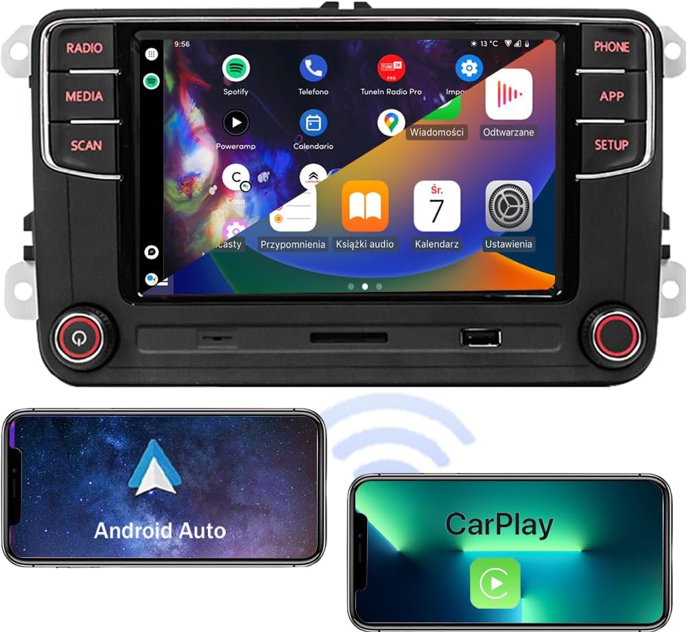 SCUMAXCON Car Stereo Radio RCD360 PRO3S Wireless Carplay Android Auto OPS Bluetooth USB SD FM/AM 6.5inch Touchscreen for Golf MK5 MK5 Passat Jetta Polo EOS CC (Backup Camera Function Deactivated)