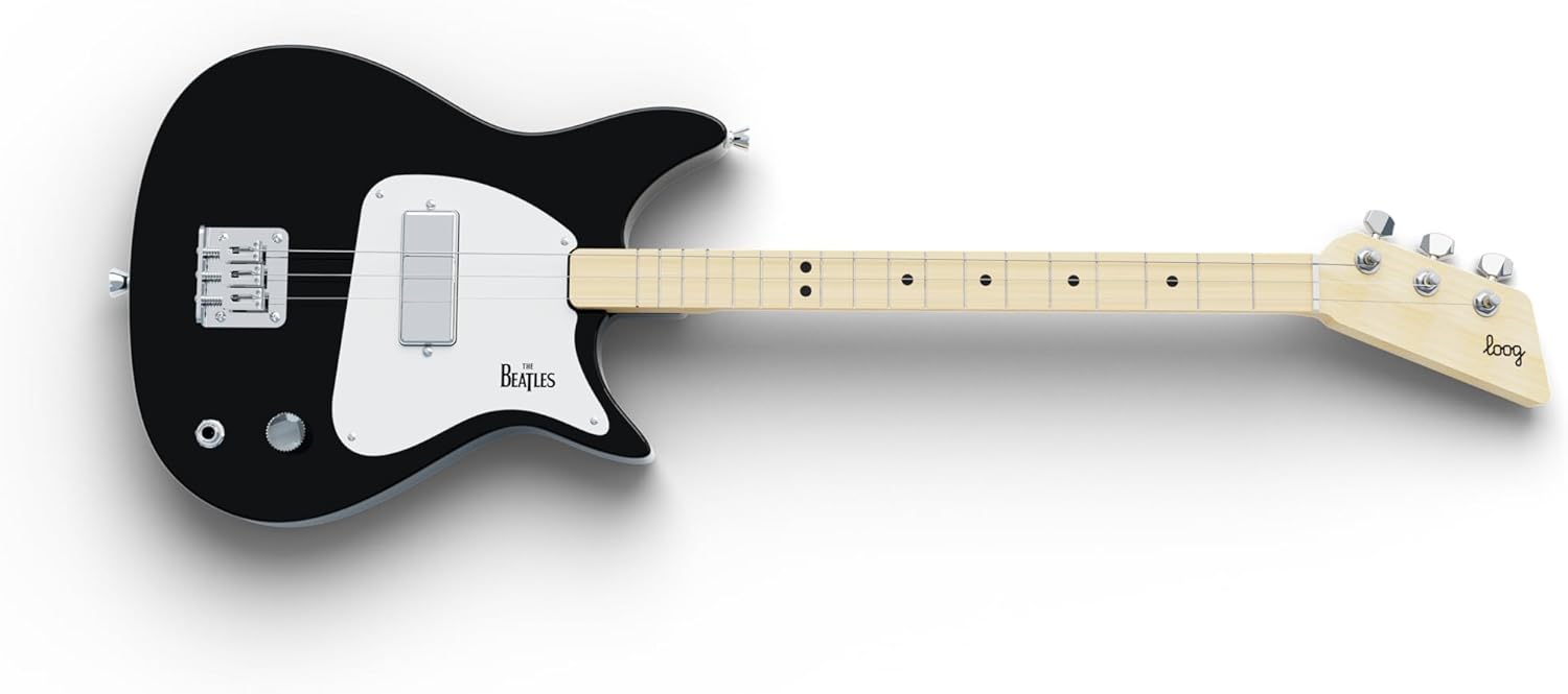 Beatles + Loog Electric Guitar for Kids Children 3 Strings Musical Instrument app and Lessons Included