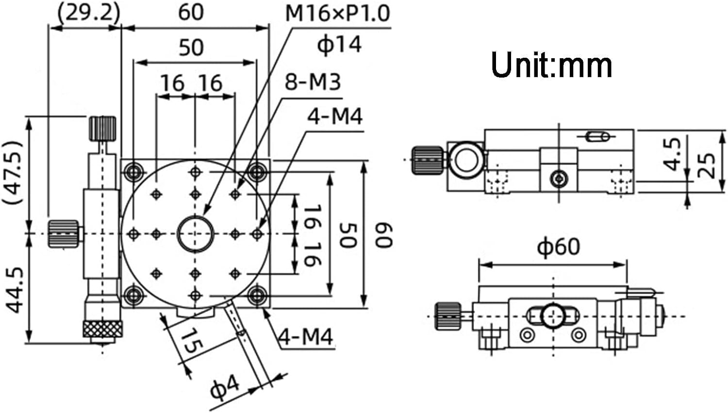 Manual Rotation Stage, R Axes Trim Station, 360° FineTuning Optical Sliding Table, R Axes Rotating Linear Displacement Platform, with Micrometer, for Production Machinery(60mm)