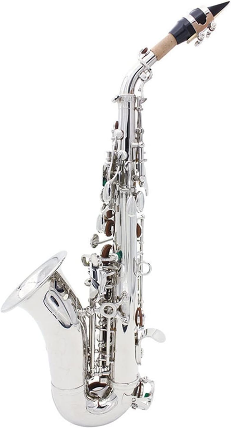 Saxophone Brass Body Lacquered Silver Bb B Flat Sax Woodwind Musical Instrument with Case