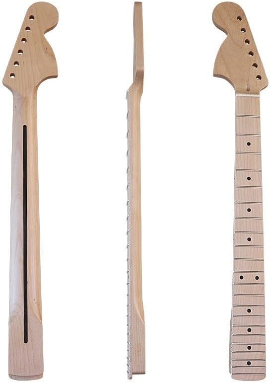 Left-Handed Guitar Neck - Canadian Maple - 22 Frets - 10mm Hole - 350R Radius - ST Style Headstock - Satin Natural Finish for DIY & Repair