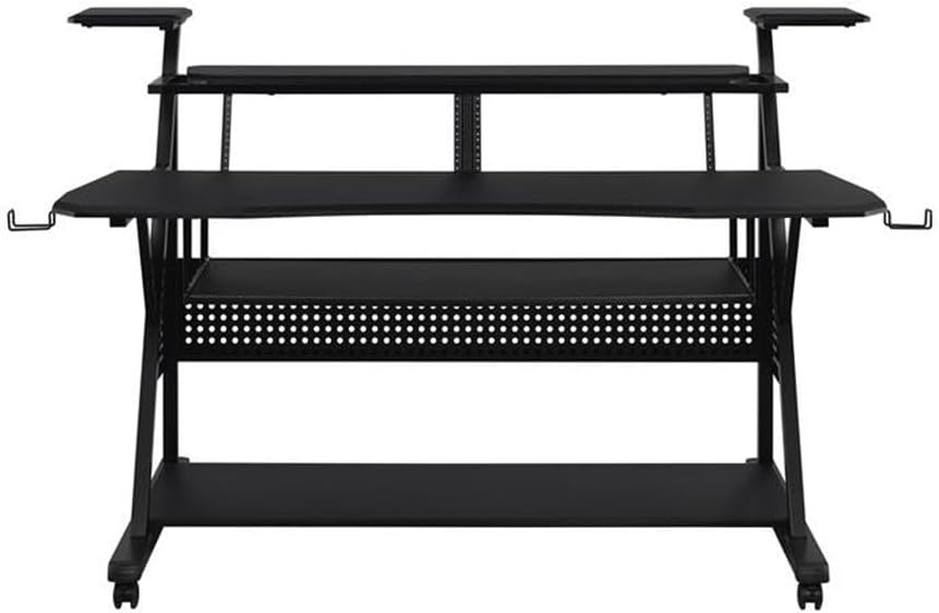 Acme Furniture Metal and Wooden Music Desk with Wheels, Black