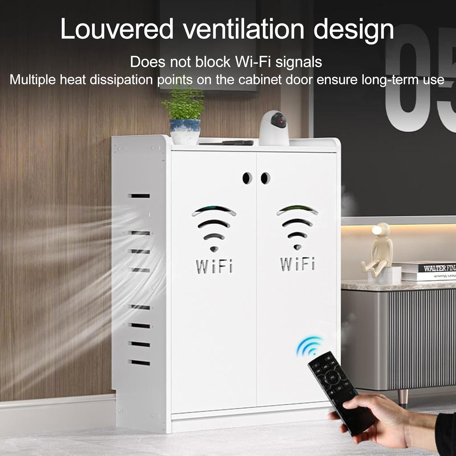 WiFi Router Storage Cabinet with Adjustable Shelves, Floor Standing Router Decorative Storage Box, Modern Standing Cabinets for Bathroom Living Room (no backplane)(Black,50*25*60cm/20*10*24in)