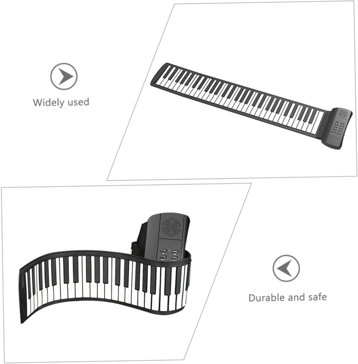 Yardwe 61-key Roll-up Piano Keyboard for Boys and Girls Beginners Folding Electronic Piano High-fidelity Speakers