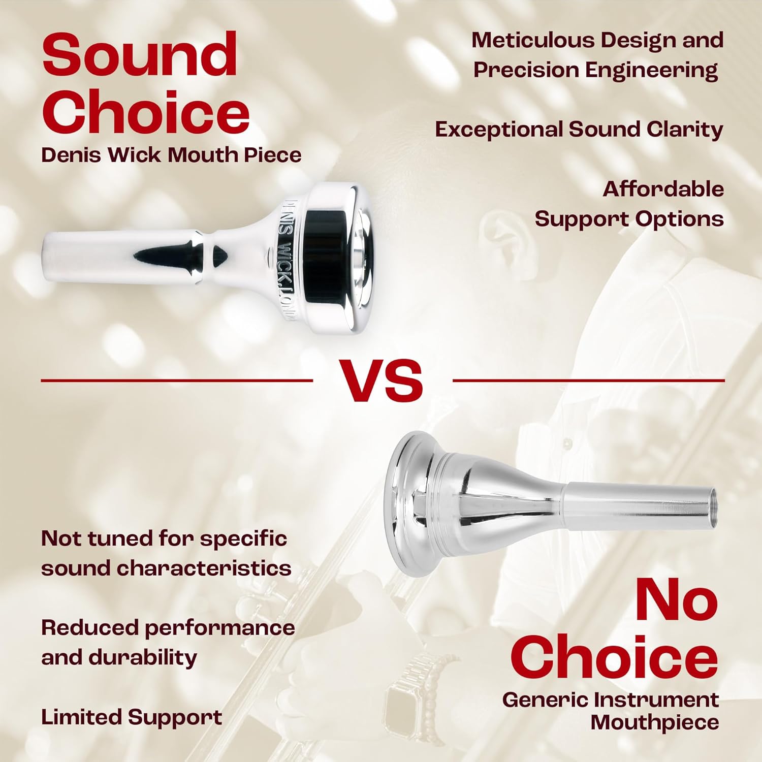 Denis Wick Silver-Plated Cornet Mouthpiece, 5881-3B - Open Backbore to Enhance Your Performance with a Clear Superior Sound and Precision - Cornet Accessory for Easy Articulation - 16.75 x 5 x 4.6mm