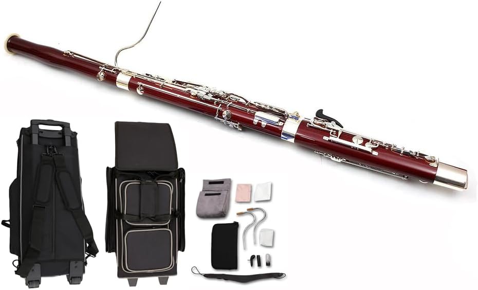 Bassoon Maple Wood Bassoon C Key 26 Keys with Case Accessories C tone Woodwind Instrument (Maple Wood Bassoon)