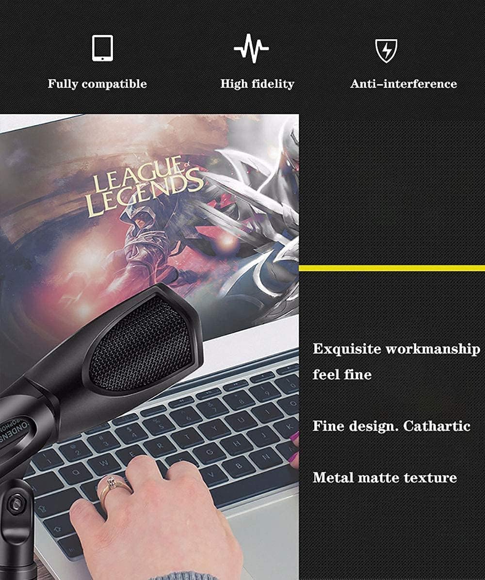 USB Streaming Podcast Computer Microphone, Computer Microphone Studio Cardioid Condenser Set with Desktop Stand, Black