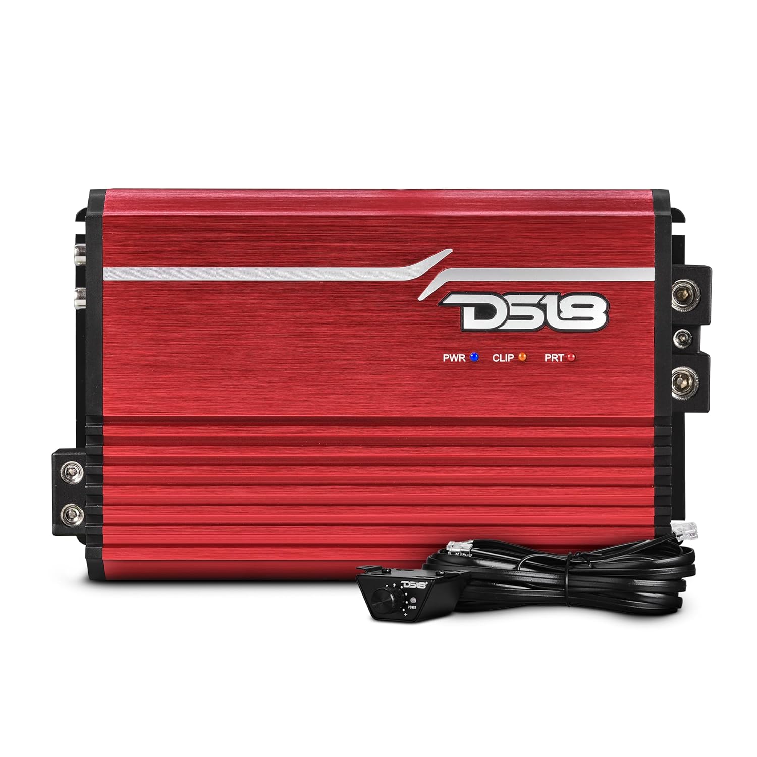DS18 FRP-2.5K/RD Compact Full-Range Class D 1-Channel Amplifier 2,500 Watts RMS @ 1-ohm, Monoblock Amplifier with Remote Level Knob, Variable Crossover Filters Great for Bass, Mids, or Highs (Renewed)