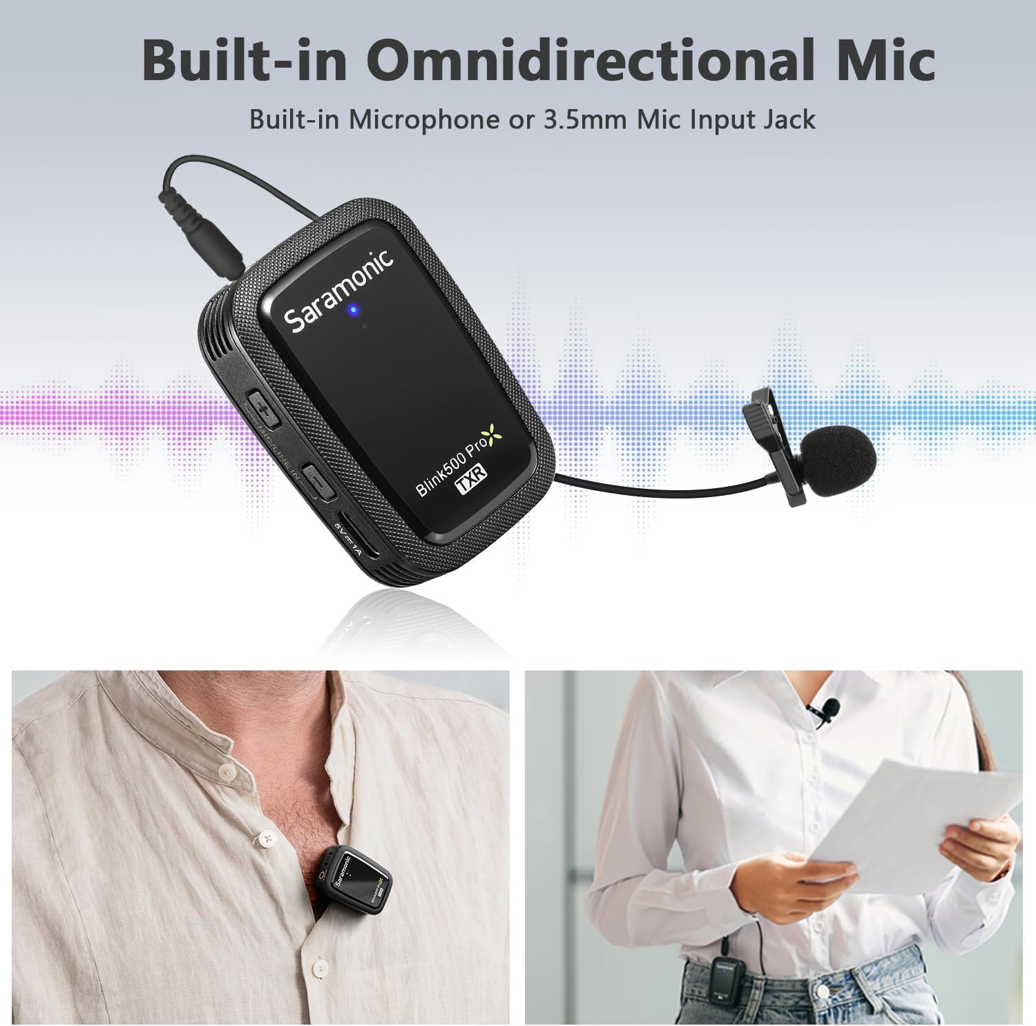 Saramonic Blink 500 Prox B2R 2-Person Wireless Clip-On Microphone System with On-Board Recording & Lavaliers