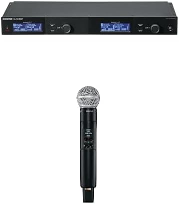 Shure SLX-D Digital Wireless Quad Receiver - Wide Tuning Range, Space-Saving Design for 4 Channels (SLXD4Q+=-G57) + SLXD2/SM58 Handheld Transmitter with SM58 Mic Capsule | G58 Band (SLXD2/SM58=-G58)