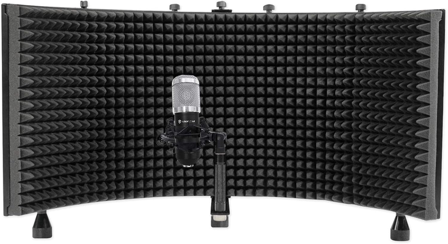 Rockville RCM01 Bundle: Pro Studio Recording Condenser Microphone with Metal Shock Mount, ROCKSHIELD 3 Large Mic Isolation Shield with Sound Dampening Foam, 2-Items