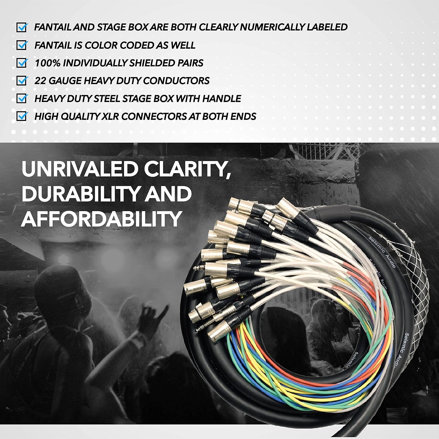 Seismic Audio - 16 Channel 25' Pro Stage XLR Snake Cable (XLR 1/4