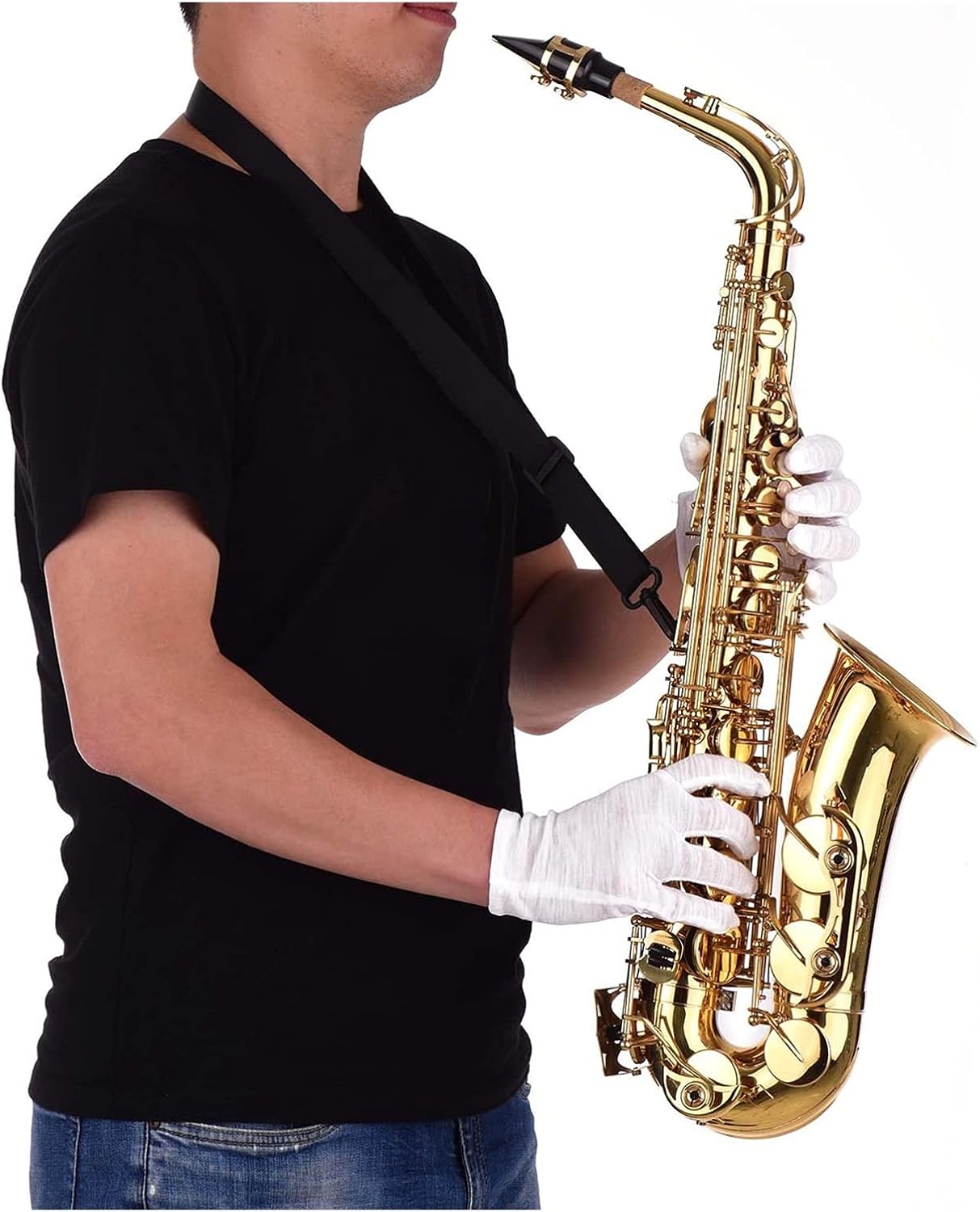 EB Alto Saxophone Brass Body White Shell Keys Woodwind Instrument with Carry Case Sax Neck Straps Student Saxophone
