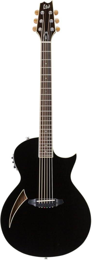 ESP LTD TL-6 Thin Line Acoustic Electric Guitar with Resonant Chamber, Black