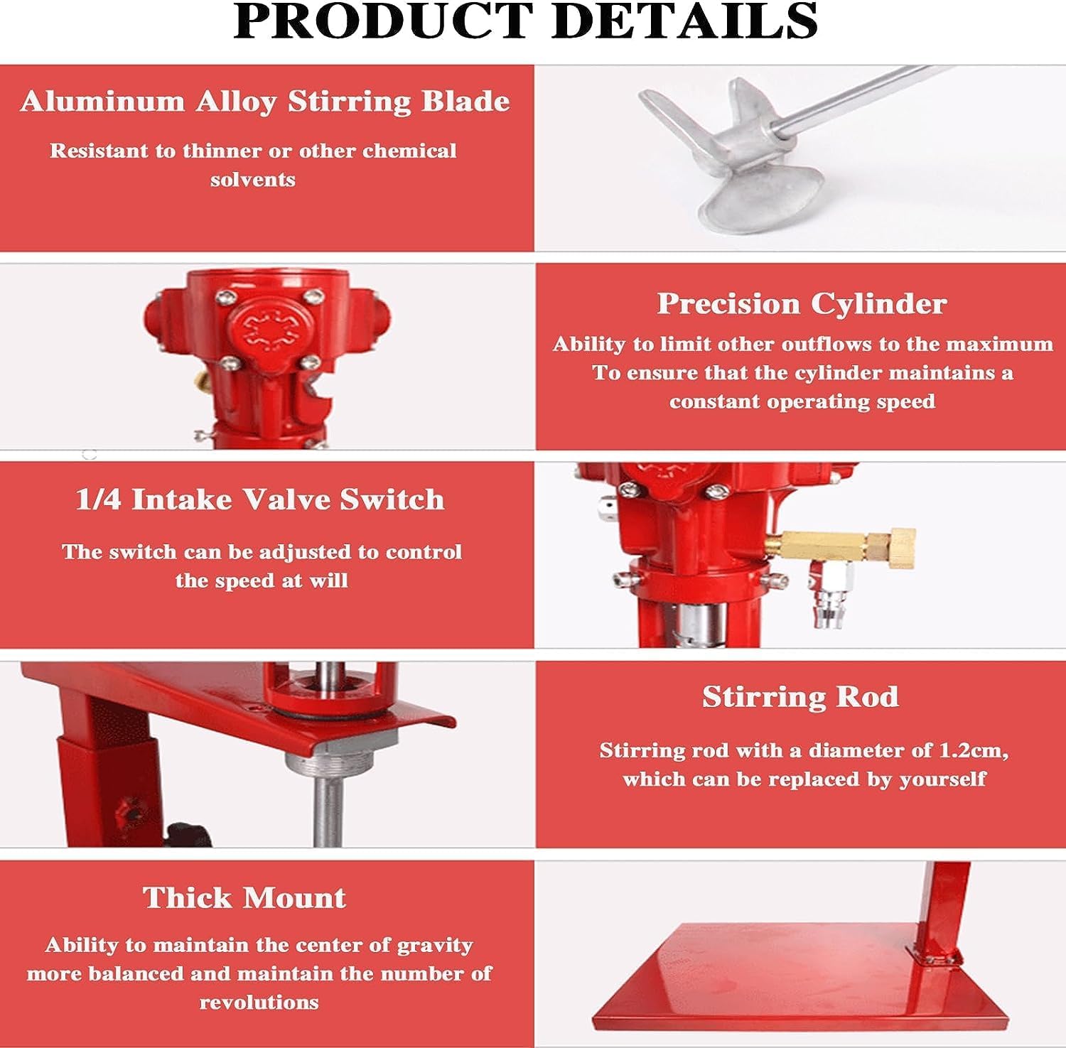5 Gallon Pneumatic Paint Mixer Stirrer, Paint Stirring Machine with Stand, Desktop Air Agitator, 2600r/min, for Mixing Plaster/Paint/Mortar/Glue(