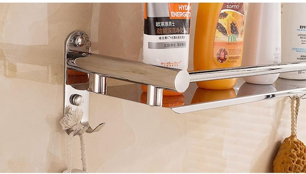 Single-Layer Mirror Front Frame Bathroom Wall Mount Shelves Bathroom Shelf 304 Stainless Steel Storage Rack Holder Shower Caddy Rack Corner Kitchen Storage Racks