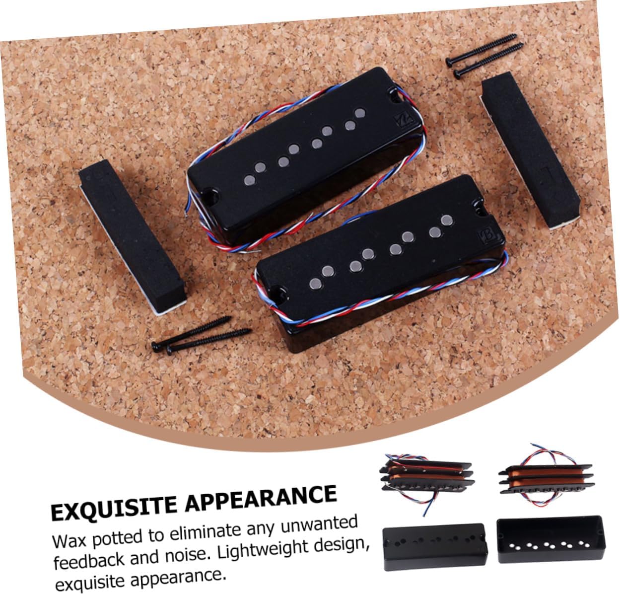 Double Layer Dot Bass Pickup Humbucker Set Professional Electric Bass Accessories Easy to Install DIY Replacement for Electric Guitar Players