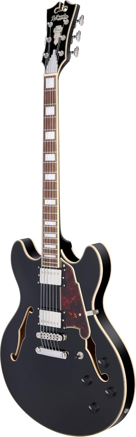 D'Angelico Premier DC Electric Guitar - Solid Black with Stopbar Tailpiece