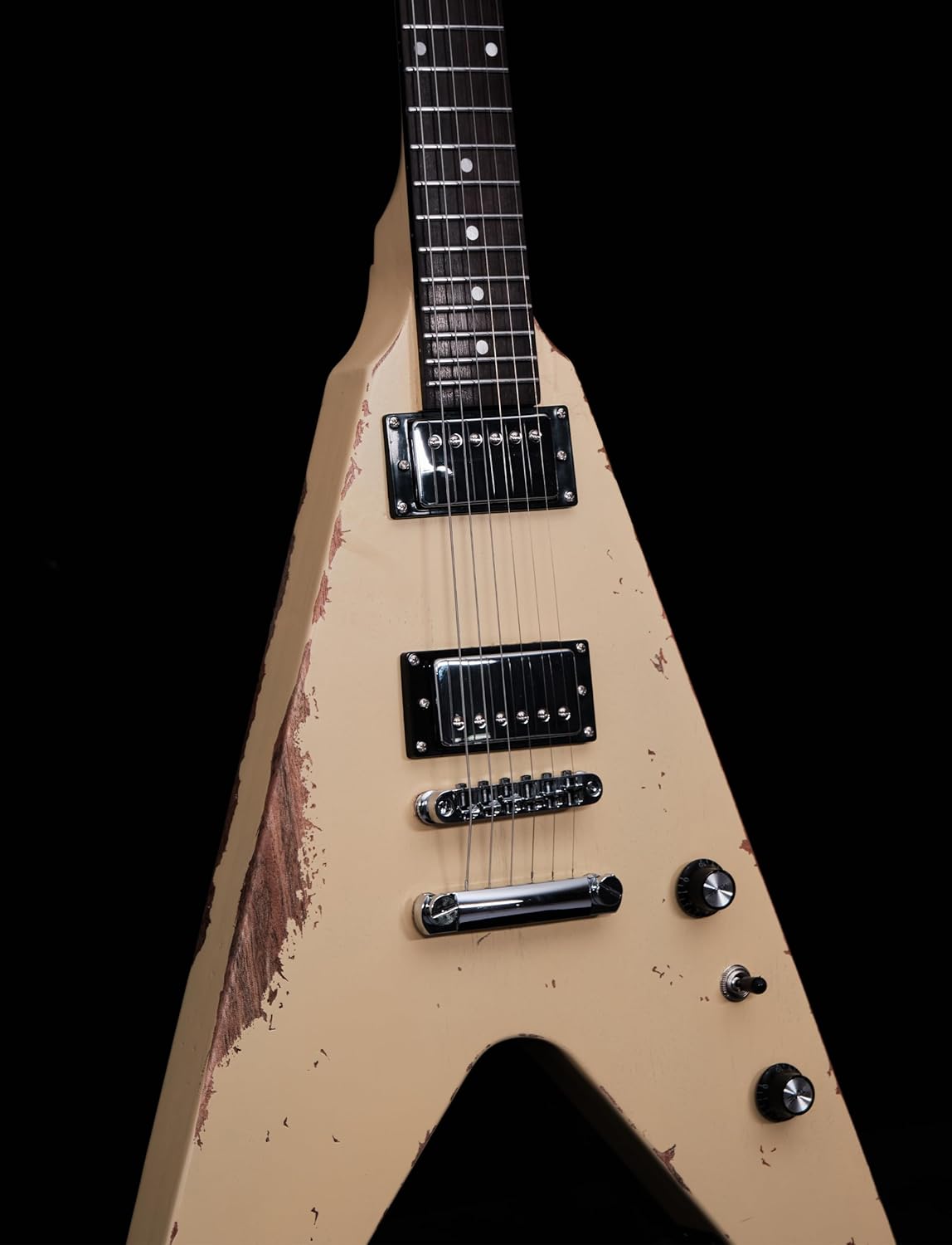 KGD Relic V Electric Guitar,Mahogany Body and Neck,Rosewood Fingerboard,Bone Nut,6-String Relic Heavy Metal Guitar,Professional/Electric Guitars for Adults