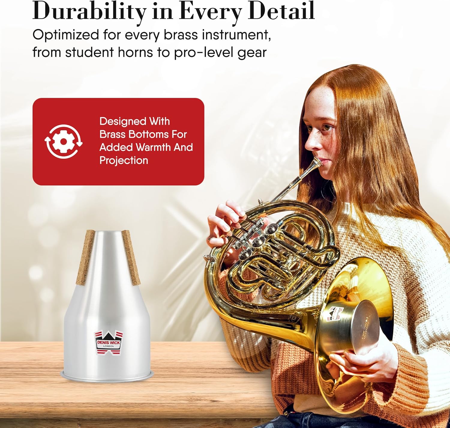 Denis Wick Straight Mute for French Horn DW5524 | Accessories for Brass Players | Mute for Lower Tone Register | Practice Mute | 7.48” x 4.53” x 4.53”