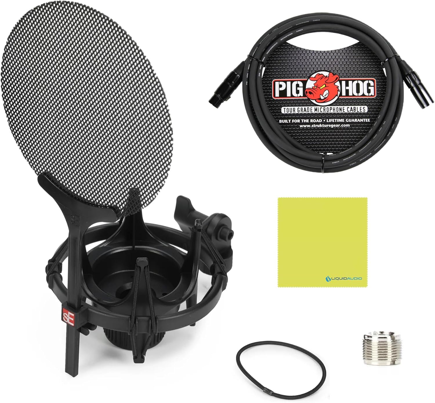 sE Electronics sE2200 Large-Diaphragm Condenser Microphone Bundle w/Pig Hog PHM10 8mm Mic Cable Polishing Cloth