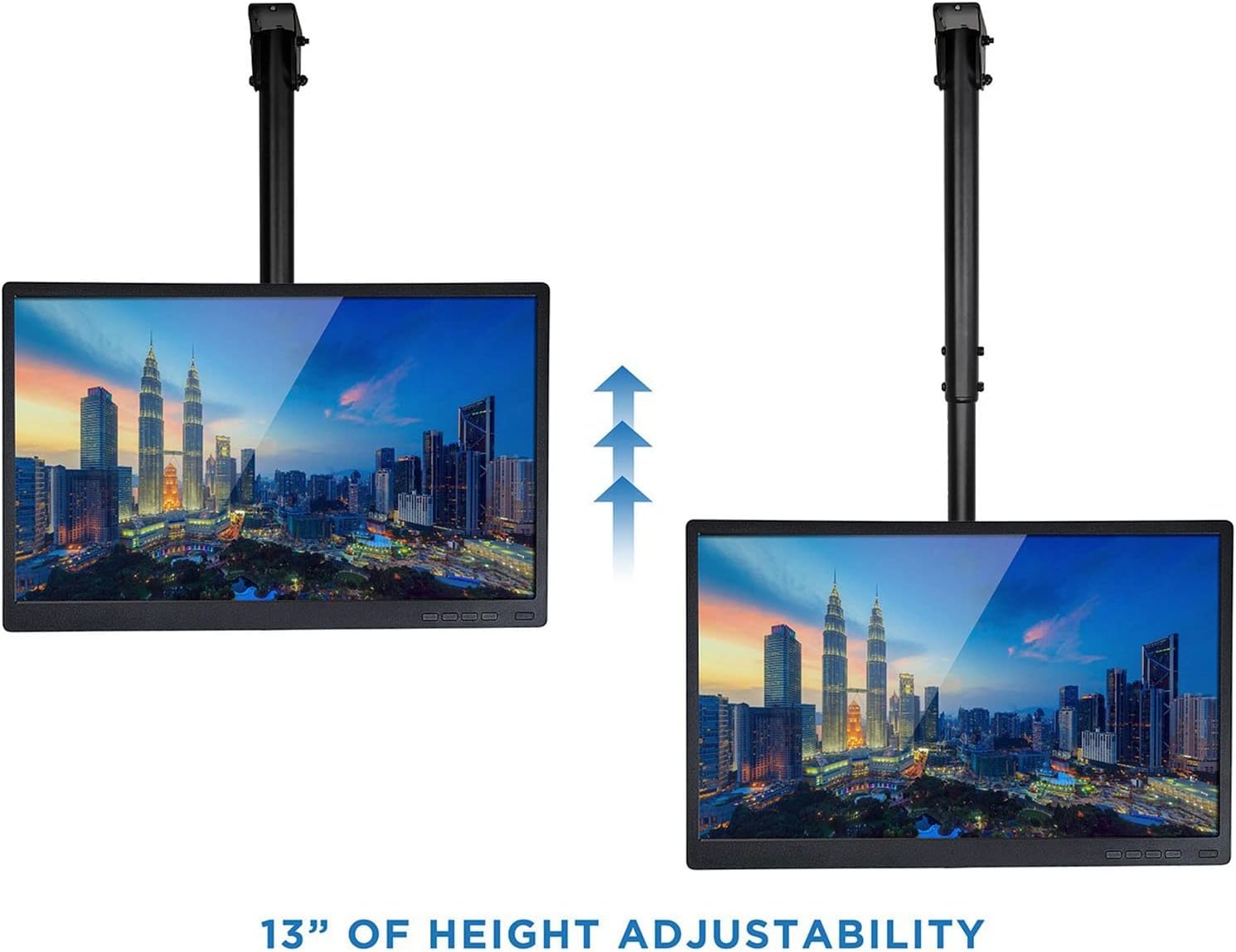 Adjustable TV Ceiling Mount Bracket for 75 Inch TVs Full Motion 360° Rotation Height Adjustable Tilting Swiveling Wall Mount Bracket for Flat Panel LCD LED OLED Plasma TV