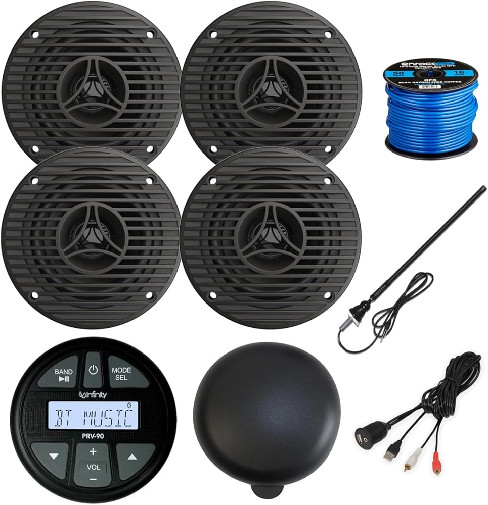 Gauge Style AM/FM Bluetooth AUX/USB Round Radio Marine Stereo Digital Media Receiver, 3.5