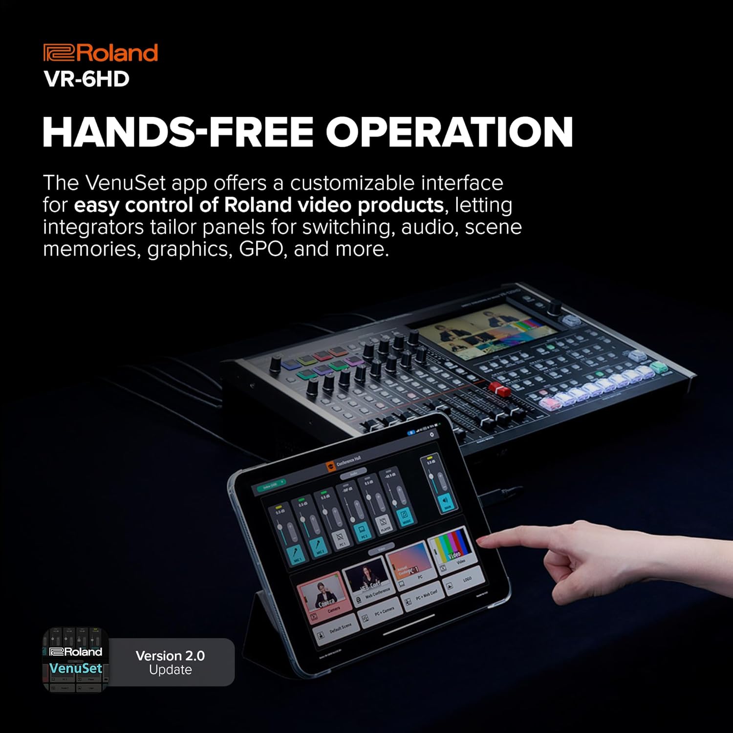 Roland VR-6HD | Ultra-compact Audio/Video Mixer with Direct Streaming Encoders | Ideal for Livestreaming | Extensive A/V Connectivity | 4.3” Touch Screen Multi-Viewer Display | Advanced Editing Tools