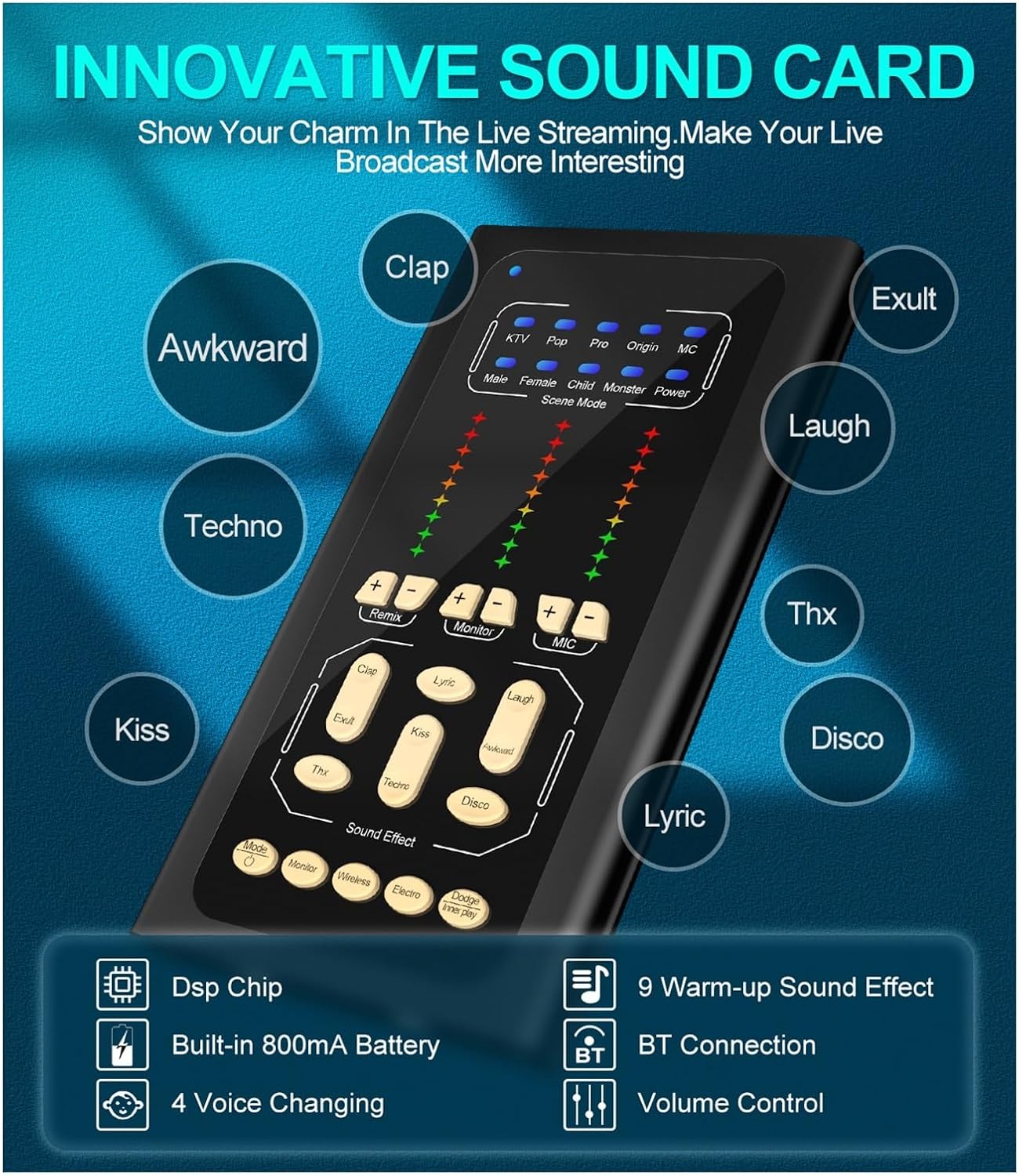 Sound Card Kit Studio Condenser Microphone & USB Sound Card Voice Changer Mixer Interface Sound Board For Computer PC Singing Recording Studio Setup For Re