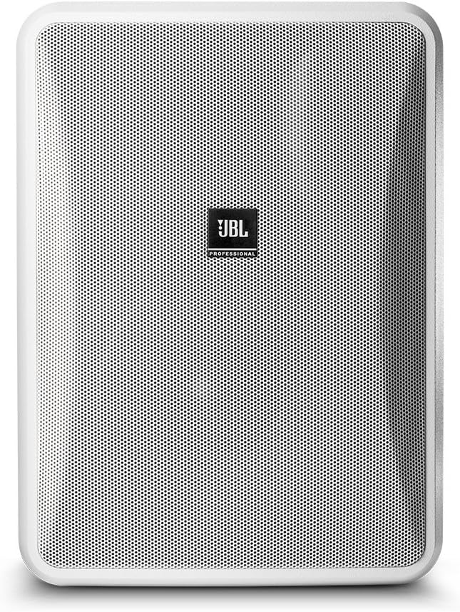 JBL Professional CONTROL 28-1-WH wall-mounted indoor, outdoor speaker, broad sound coverage, 8 inch, 120 watt at 8Ω, high output background, foreground weatherproof speaker. Sold as a Pair. White.