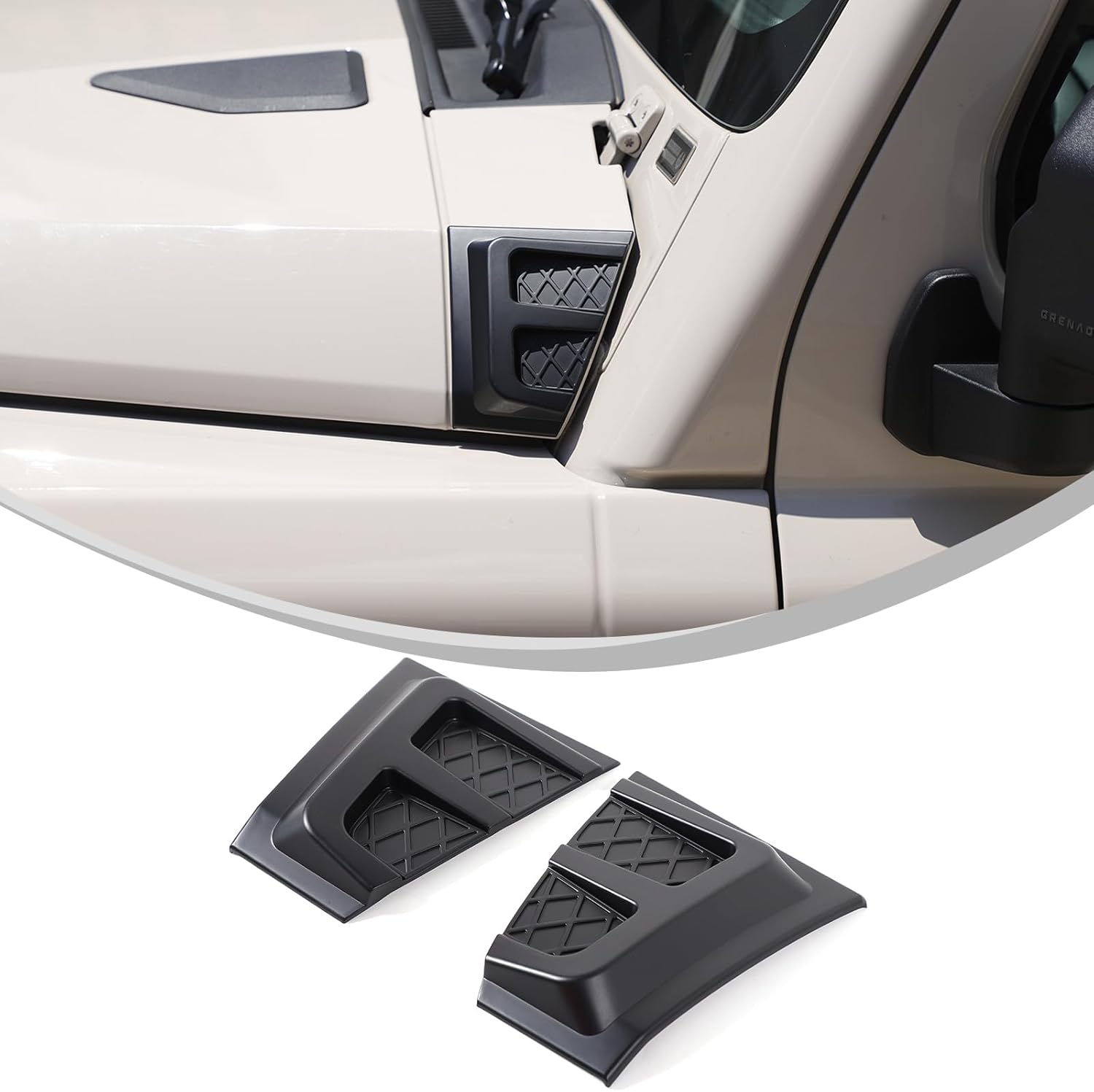 2PCS Car Black Cowl Armor Corner Guards Outer Cowling Cover Compatible with INEOS Grenadier 2020-2025 Accessories, Car Hood Left Right Side Armor Cover Trim Exterior Accessories (Matte Black)