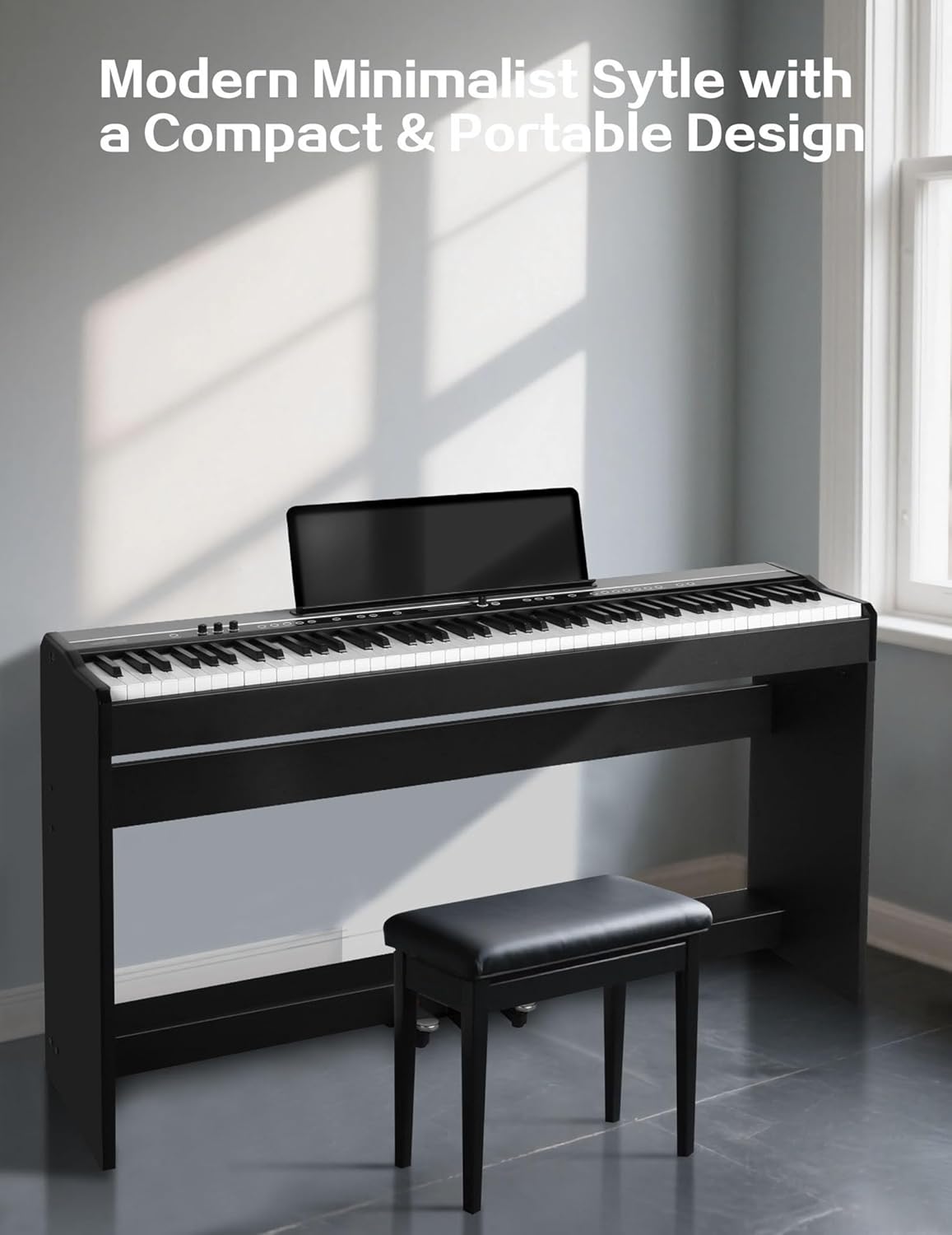 D5 Portable 88 Keys Digital Piano for Beginners | Full Size Weighted Hammer Action Keyboard with 3-Pedal Unit | Electric Home Piano