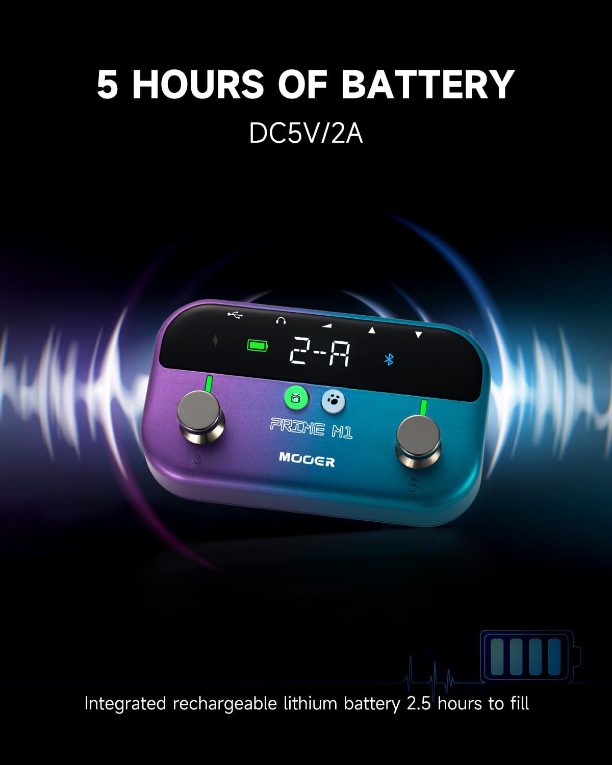 MOOER Prime MaxMini M1 Intelligent Multi Effects Pedal Bass Guitar Processor Air P05 Guitar Wireless System Plug to Play for Bassist and Guitarist