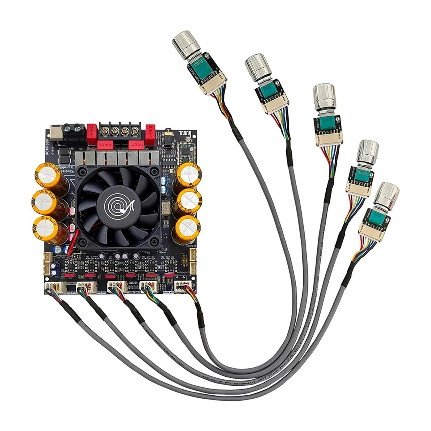 ZK-SUB1200Q 600W*2 2Channel Amplifier QCC3034+ES9023 Digital Sound Amplifier Module TPA3255(Red)