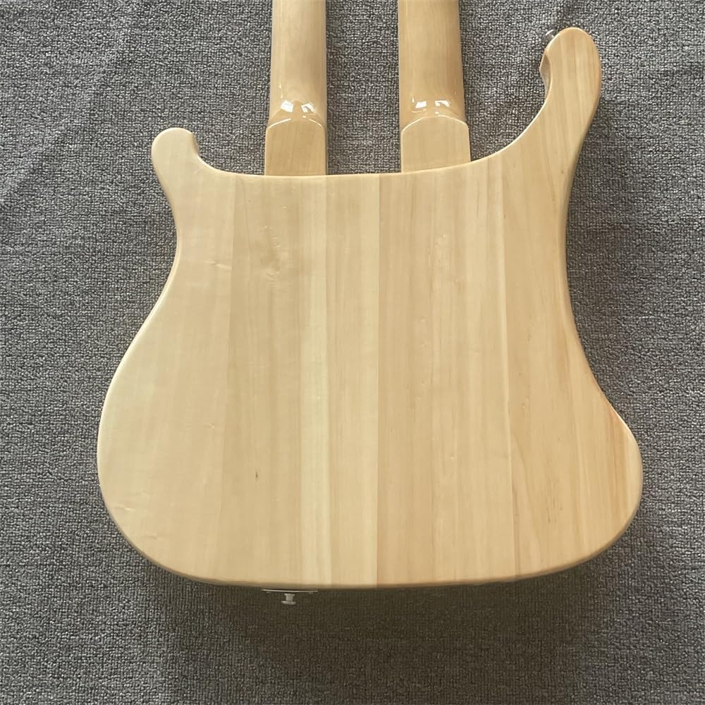 Custom Four string electric bass and 12 string electric guitar original wood color original wood grain rose fingerboard